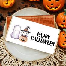 10pcs Halloween Candy Bar Packaging Stickers, Cute Ghost Pumpkin And Witch Design Halloween Mini Candy Chocolate Label Stickers, Party Favors, Halloween Party Decorations, Candy Not Included - Multicolor - View 4