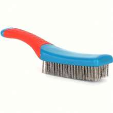 1pc Heavy Duty Stainless Steel Wire Brush With Ergonomic Blue And Red Handle - Perfect For Removing Rust, Slag, Dirt And Paint, Deep Cleaning, Plastic Handle - Blue - View 9