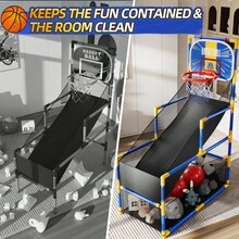 Arcade Basketball Game Indoor, Kids Ajustable Basketball Hoop, Outdoor Carnival Sports Play Toy With 4 Balls And Air Pump, Educational Birthday Gift For Boys Girls 3 4 5 6 7 8 Year Old - Blue - View 6