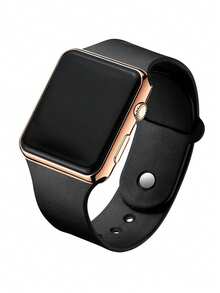 Casual Fashion Silicone LED Electronic Watch And Bracelet Set, Holiday Gift, Daily Strap, Back To School - Black - View 2