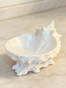 Nordic Seaside Style Decorative Storage Rack, Glossy White Seashell Storage Tray, Shell Jewelry Desktop Organizer, Entryway Key Holder Decor - Multicolor - View 8