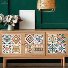 Lirainmood 30 Sheets 10x10cm Peel And Stick Backsplash Tiles, Bohemian Geometric PVC Tile Decals, Waterproof Textured Stickers Kitchen Bathroom Decor - 30pcs - View 3