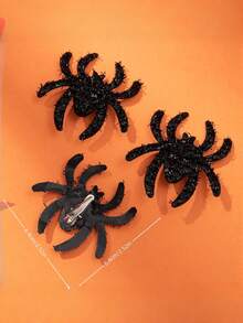 3pcs Sequin Spider Hair Clips, Daily & Holiday Wear, Halloween Horror Theme, Cosplay, Back To School, Fun & Quirky Hair Accessories For Girls - Multicolor - View 2