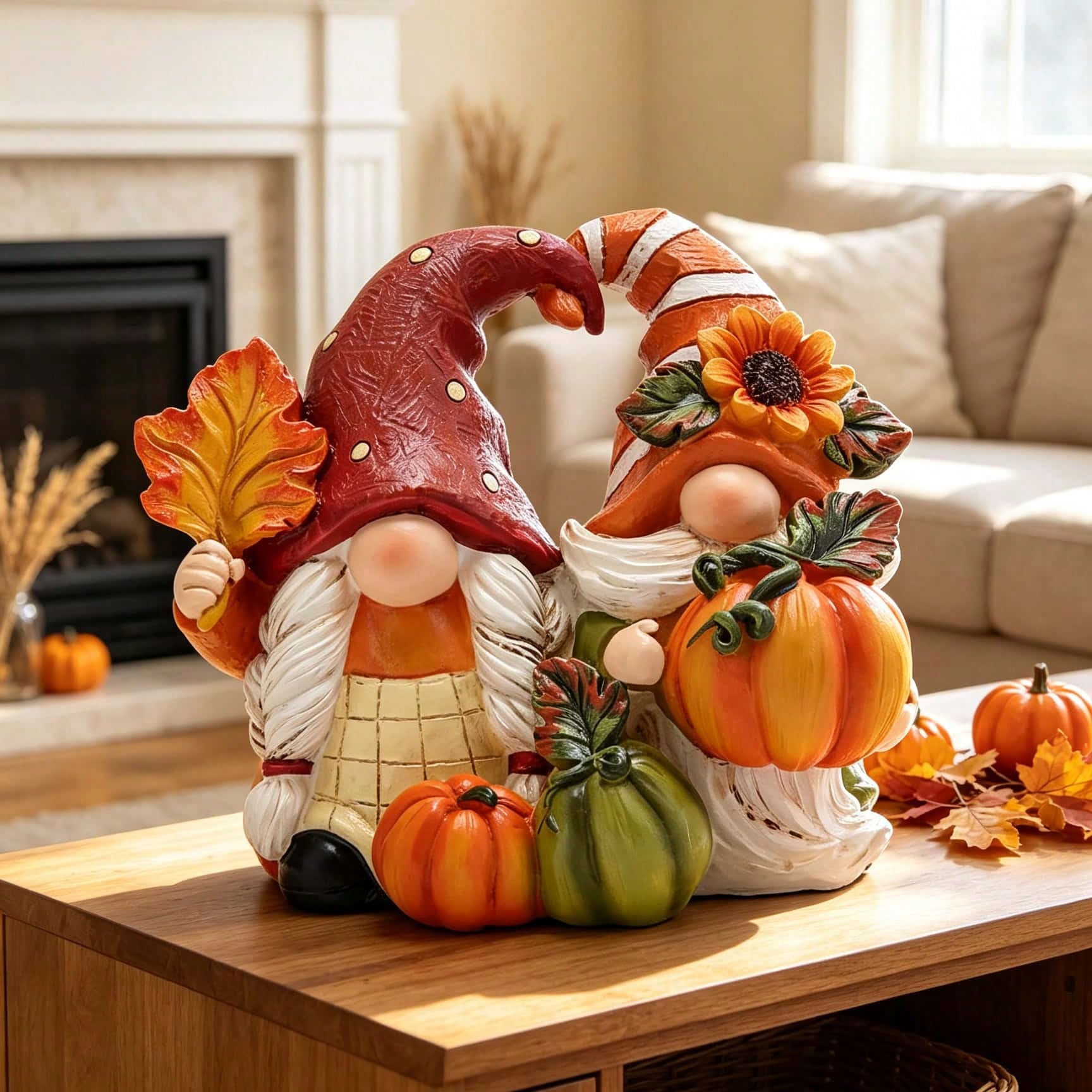 1 pezzo Statuetta di coppia autunnale, decorazione per la casa con zucca carina, decorazione da tavolo per Ognissanti e Ringraziamento, per soggiorno,