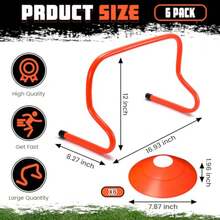 6 Sets 12" Speed Agility Training Hurdles For Athletes Soccer Training Hurdles Agility Training Equipment With Marker Cone Adjustable Training Hurdle Plyometric Hurdles For Basketball - As Pic - View 2