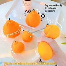 1pc Soft Squeeze Orange Stress Relief Toy, Cute Creative Fruit Toy With Slow Rebound, Realistic Orange Color - Multicolor - View 5
