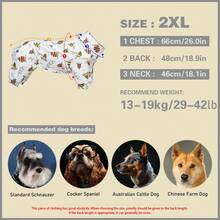 1PC Dog Shedding Hair Control Pajamas - Warm High Stretch Full Coverage Pet Rompers, Anti Licking & Bug Protective Jumpsuit For Small Medium Large Dogs, All Over Printing Dog Clothes - Cute Cartoon Dinosaur Jigsaw Puzzle Pattern - Multicolor - View 13