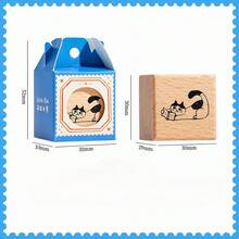 4件組隨機可愛學生禮物獎品，可愛貓咪日常木製印章，單隻貓咪印章適用於日記、相簿、DIY裝飾材料，8款設計可供選擇 - 參考選擇 - 查看 6