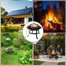 Garden Fire Pit, With Poker, Grill, Campfire, 54.5cm - A - View 8