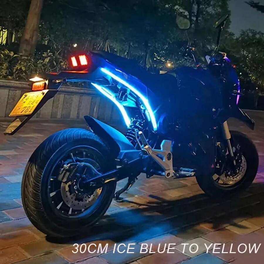 2 luces LED de señalización para motocicleta, luces de circulación diurna, tiras decorativas impermeables, luces de freno secuenciales - Versión básica - Ver 1