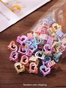 10/30/50pcs Sweet Colorful Tie Dye Large Heart Hair Claw Clips For Women, Half-Up Bun & Loose Hair Hair Claw, Fashion Versatile Casual Vacation Style Hair Accessories - Multicolor - View 4