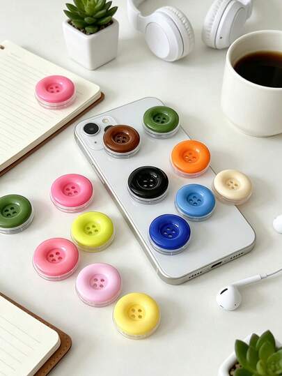 Candy Color Button-Style Foldable Air Cushion Phone Stand, Adhesive Back Foldable Desktop Phone Stand, Suitable For Daily Use, Photography And Gifts (Birthday, Back To School)
