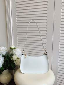 Bolso de hombro y axila con cadena y relieve de cocodrilo de moda - Blanco - Ver 3