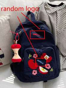 Dedoo This Fresh Apple Embroidered Backpack Is A Multi-Functional Small Bag, Perfect For Students, Commuting And Casual Outings. The Spacious Main Compartment Can Easily Hold Laptops, Textbooks, Stationery And Daily Essentials. Whether Used As A School Bag, A Lightweight Commuter Bag, Or A Casual Accessory For Outings Or Shopping, This Bag Is A Perfect Choice. Pendant Not Included - Multicolor - View 3