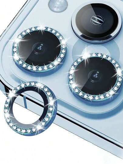 3 pièces Film protecteur d'objectif de caméra en strass coloré, compatible avec Apple 17/17Air/17pro/17promax/16/16pro/16plus/16promax/16 14 Pro 6,1 pouces/14 Pro Max 6,7 pouces, Couvercle de caméra en verre trempé scintillant en strass, compatible avec Apple 14 Pro Max/14 Pro/15/15Promax/15Pro [Ajustement parfait] - Strass coloré