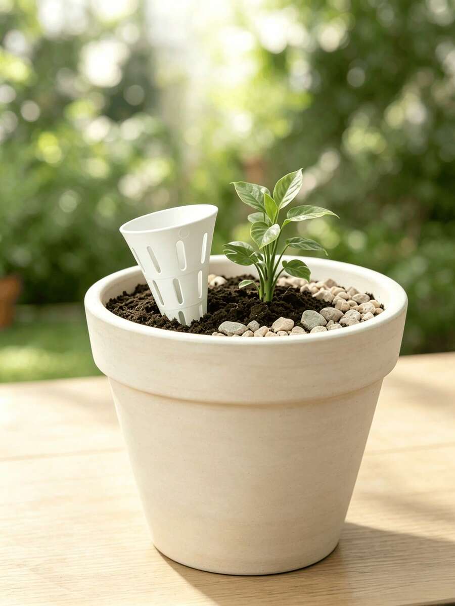 1pc White Home Plant Breathable Fertilizer Insertion Tube Set, Loosen Soil Prevent Root Rot Long-Term Fertilization, Practical Gardening Tool For Flower Beginners And Slouchy Gardeners, Creative Small Gift For Plant Lovers - Plug-in - View 1