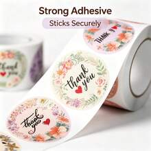 500pcs/Roll Rose Gold Foil Stamped Thank You Stickers, Round Self-Adhesive Gift Seal Stickers, Label Stickers, For Envelope Packaging, Birthday Party, Handmade Crafts, Small Business Product Packaging, Gift Box Stickers - Diverse - View 5