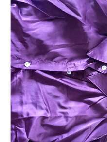Plus Size Women's Fashion New Arrival Casual Satin Button-Up Shirt Spring - Purple - View 6