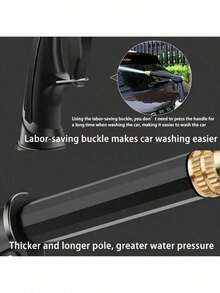 Pressure Regulator High Pressure Car Wash Water Gun, Handheld Trigger Style Home Cleaning Water Gun, Fits Hose With Adjustable Water Spray Modes, Dual-Use Durable Car Wash Tool For Vehicle, Yard, Balcony Cleaning And Watering - Black - View 6