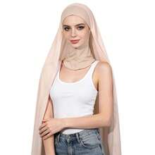 [One-Piece]New Chiffon Scarf & Beanie Set, Solid Color Pearl Chiffon Headscarf, Pull-On Beanie, Sun Protection Headwrap, Daily & Holiday Headwear, Sister Matching Headscarf - Multicolor - View 13