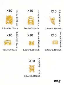 70pcs Hair Accessories Beads Hair Hoop Braiding Rings Alloy Hair Jewelry Pendants Suitable For Dreadlocks Braiding Adjustable Metal Braiding Accessories - Gold - View 8