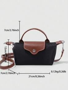 Dedoo Bolso de mano mini de nailon con bloques de color, estilo clásico de moda primavera/verano, bolso bandolera/de hombro minimalista y versátil con diseño de concha - Negro - Ver 12