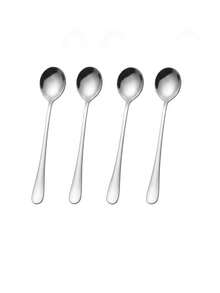4pcs/8pcs Creative Stainless Steel Long Handle Spoons, Household Restaurant Stirring Spoons, Coffee Spoons, Korean Style Dessert Milk Tea Small Spoon - Silver - View 9