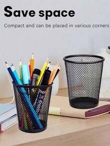 10pcs/1set Magnetic Mesh Pen Holder Powerful Magnet Square Minimalist Desk Organizer Box Iron Wire Pen Rack Strong Magnetic Iron Wire Pen Rack Suitable For Whiteboard Office Refrigerator Whiteboard Kitchen Storage Cabinet Office School Supplies - Multicolor - View 4
