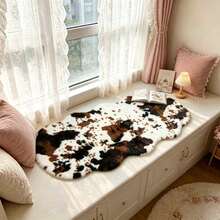 1pc Asymmetrical Faux Cowhide Plush Rug, Nordic Luxury Faux Cowhide Plush Rug, Asymmetric Size, 1-5cm Trimming Error, Decorative Carpet, Bedroom Decor, Small Rug, Carpet, Home Decor, Living Room Carpet, Living Room Small Rug, Bedroom Rug, Living Room Home Decor, Outdoor Rug, Washable Rug, Fleece Rug, Furry Rug, Autumn/Winter Rug, Thick/Plush - Multicolor - View 13