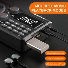 Radio Multi-Band FM/AM/SW, Radio Portabel, Mati Otomatis Cerdas, Dapat Diisi Ulang, Daya Tahan Baterai Lama, Perangkat Radio Multifungsi, Cocok untuk Penggunaan di Luar Ruangan, Rumah, dan Keadaan Darurat - View 7