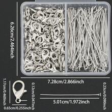 100pcs/120pcs/150pcs DIY Jewelry Clasp Parts Set With Lobster Clasp, (Approx. 50mm) Flat Head Pin, Suitable For Braided DIY Keychain, Necklace, Bracelet, Earring Accessories, Bag Pendant Connector Pin, Cuttable And Bendable Bead Stringing Pin, Bead Connector, DIY Jewelry Making Materials - Lobster Clasp & Flat-head Pin - View 5