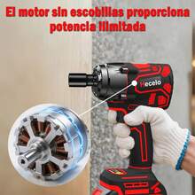 Hecelo Pistola de Impacto 1/2 con 2 Baterías, ¡Gran Torque! Kit completo - Versión mejorada Llave de Impacto Hecelo - Rojo - Ver 7