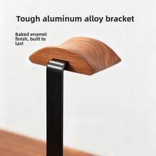 1Pc Walnut Headphone Stand, Stores Desktop Items, Desktop Storage Stand, Non-Slip Base, Stable Load-Bearing, Suitable For Most Headphone Models, Charming Decoration, High-Quality Desktop Ornament, Office School Desk Accessories, School Essentials, Office Decor And Accessories, Back To School - Multicolor - View 8