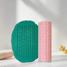 Woven Leaf Pattern Clay Texture Roller – DIY Tool For Polymer Clay, Fondant – Made Of PLA, Durable – 3D Interlaced Leaves & Veins – Deep Impression, Non-Slip, Easy Clean – Ideal For Botanical Tiles, Rustic Projects, Beginners & Pros. - Woven Leaf Pink - View 2