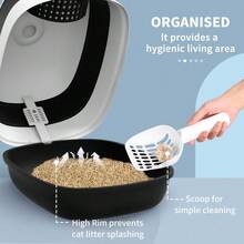 Foldable Cat Litter Tray With Lid, Deodorant, Scoop, Black - T0001-01-1968 - View 8