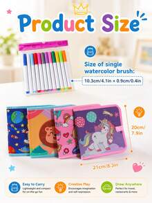 Children's Fun Foldable Educational Blackboard, Reusable Doodle Board, Washable, Cultivate Imagination, Portable Kindergarten Drawing And Writing Board, Back To School, Halloween, Christmas, Thanksgiving, Birthday Gift (Includes 12-Color Watercolor Pens) - Pink - View 4