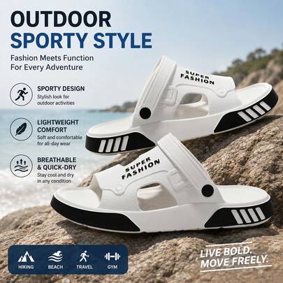 Sandálias desportivas de moda para homem para exterior, sapatos de caminhada respiráveis, práticos e versáteis, chinelos desportivos de caminhada em tamanho grande, sapatos casuais de caminhada leves com sola grossa confortável, para desporto diário ao ar livre em todas as estações, caminhadas e viagens, escalada, equipamento de campismo, sapatos desportivos slip-on respiráveis para homem, design leve de cano baixo, sapatos EVA de conforto máximo, estilo desportivo aerodinâmico, acessórios desportivos leves, sapatos de praia, sapatos em tecido respirável, presente de férias
