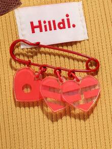 1pc Red Acrylic Heart Safety Pin Brooch Pendant Heart Charm Decoration Pin For Clothing And Bags - Multicolor - View 7