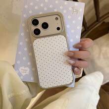 Sweet Girl Pink Polka Dot Phone Case Compatible With Apple 17 Pro, 16 Pro Max, New 15, Electroplated Mirror 17, Large Window 14 PM, Minimalist 13, Korean Style 16 Full Coverage - White - View 3