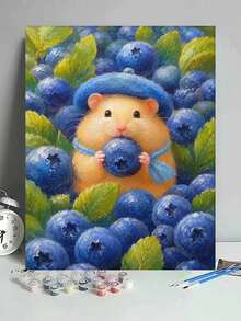 BlueberryHamster DIY Digital Oil Painting Paint By Numbers Cute Animal Berry Art Canvas Handcraft Adult Home Decoration 8x12/16x20inch Holiday Gifts Frameless - Sets - View 4