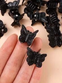 60pcs Sweet & Cute Mini Colorful Butterfly Hair Clips, Suitable For Girls, Mother's Day Gift. - Black - View 2