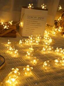 1pc 6/3/1.5M Transparent Cherry Blossom LED Decorative String Light, Blossom Shaped Decorative Light, Wedding, Birthday, Holiday, Party Decor String Light, Indoor Room Wall Decor, Home Decor String Light, Christmas Tree Decor String Light - Yellow - View 10