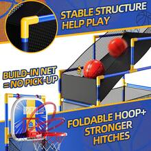 Arcade Basketball Game Indoor, Kids Ajustable Basketball Hoop, Outdoor Carnival Sports Play Toy With 4 Balls And Air Pump, Educational Birthday Gift For Boys Girls 3 4 5 6 7 8 Year Old - Blue - View 4