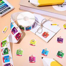 500 PIEZAS/Rollo Pegatinas de Lápiz Coloridas 2.5cm/1 pulgada Pegatinas de Lápiz con Forma de Grafiti Pegatinas de Lápiz Brillantes Marcado de Entrenamiento en Casa, Primer Día de Escuela - Multicolor - Ver 4