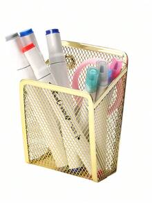 10pcs/1set Magnetic Mesh Pen Holder Powerful Magnet Square Minimalist Desk Organizer Box Iron Wire Pen Rack Strong Magnetic Iron Wire Pen Rack Suitable For Whiteboard Office Refrigerator Whiteboard Kitchen Storage Cabinet Office School Supplies - Multicolor - View 10