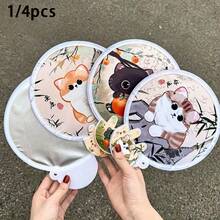 1/4pcs Multifunctional Folding Fan 2-In-1 Folding Fan/Reflector, Summer Essential Reflector Fan, Comes With Storage Bag, Cute Cat Design, Multiple Styles Available, Exquisite Gift For Friends, Birthday And Holiday Gift - Multicolor - View 1