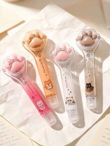 1pc/2/4/8pcs Kawaii Cat Paw Dot Glue Pen, Large Capacity Transparent Double Sided Tape, High Aesthetic, For Student Handmade Craft, First Day Of School - Multicolor - View 2