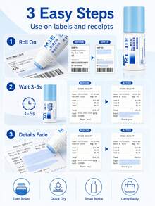 1pc Thermal Paper Eraser Liquid, Thermal Paper Correction Fluid, Express Waybill Eraser Liquid, Logistics Label Eraser Liquid, Express Waybill Personal Information Eraser, Address Information Cover, Portable, Suitable For Home And Office - A - View 3