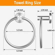 Bathroom Wall-Mounted Self-Adhesive Towel Rack, Hanging Towel Ring, Stainless Steel Hand Towel Ring, Towel Rack, Matte Black Cloth Rack, Heavy Duty Towel Rack, Towel Ring, Hand Towel Rack, Hook, Bathroom Storage, Silver, Gold, Waterproof - B - View 12