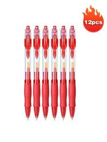 1008 Retractable Neutral Pen 0.5mm, Suitable For Student Exams, Minimalist Black & Red Clickable Signature Pen - A - View 13